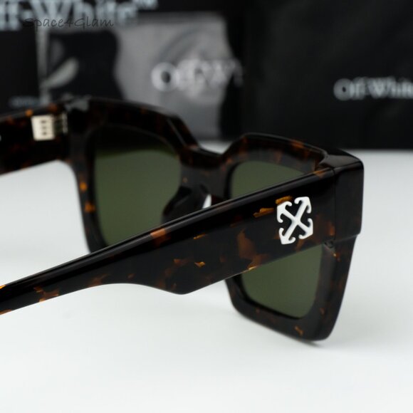 Off-White Women Sunglasses Brown Havana Green Square OERI13I JACKSON 6055 NEW main image 6